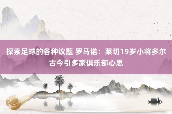 探索足球的各种议题 罗马诺：莱切19岁小将多尔古今引多家俱乐部心思