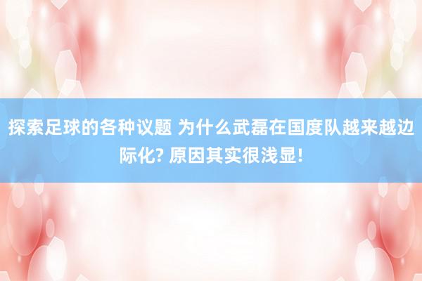 探索足球的各种议题 为什么武磊在国度队越来越边际化? 原因其实很浅显!