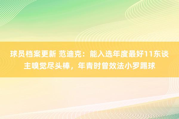 球员档案更新 范迪克：能入选年度最好11东谈主嗅觉尽头棒，年青时曾效法小罗踢球