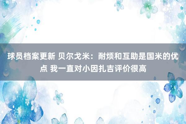 球员档案更新 贝尔戈米：耐烦和互助是国米的优点 我一直对小因扎吉评价很高