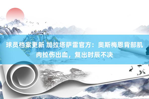 球员档案更新 加拉塔萨雷官方：奥斯梅恩背部肌肉拉伤出血，复出时辰不决