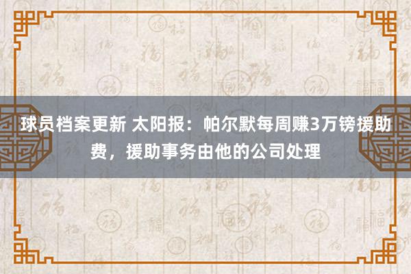 球员档案更新 太阳报：帕尔默每周赚3万镑援助费，援助事务由他的公司处理