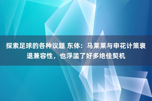 探索足球的各种议题 东体：马莱莱与申花计策衰退兼容性，也浮滥了好多绝佳契机