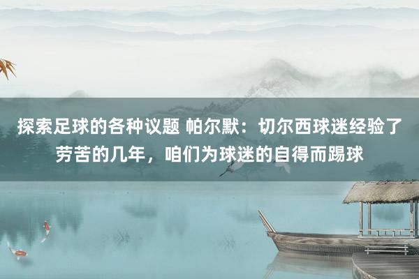 探索足球的各种议题 帕尔默：切尔西球迷经验了劳苦的几年，咱们为球迷的自得而踢球