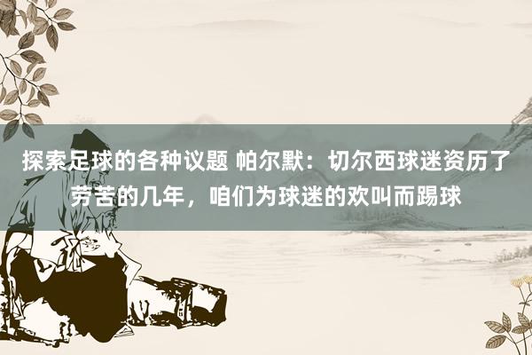 探索足球的各种议题 帕尔默：切尔西球迷资历了劳苦的几年，咱们为球迷的欢叫而踢球